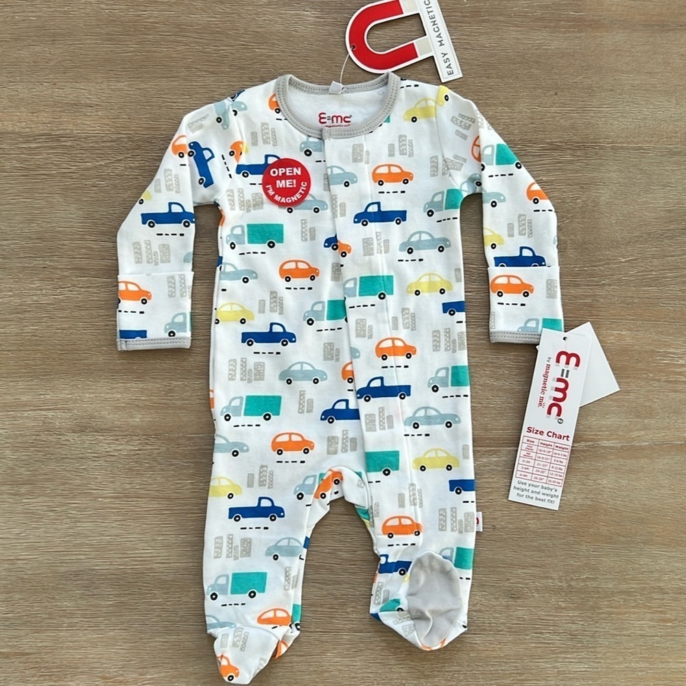 E=Mc2 by Magnetic Me Cotton Footie Sleeper Road Trip Newborn - Picture 1 of 5
